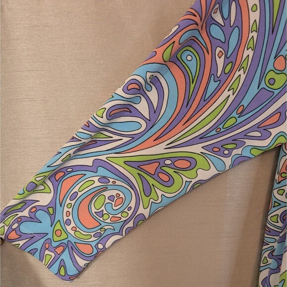 Groovy 60s 70s Multicolored Psychedelic Paisley Long Sleeve XL Tunic Hippie - Picture 7 of 12